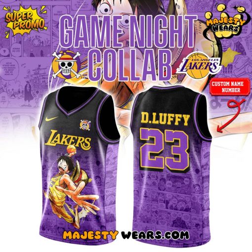 Los Angeles Lakers x One Piece Night 2025 Limited Edition Purple Basketball Jersey