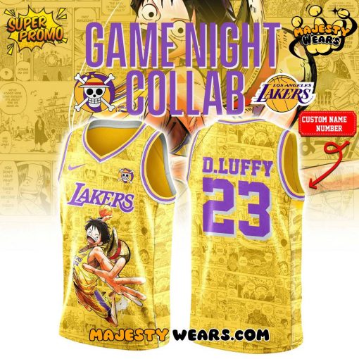 Los Angeles Lakers x One Piece Night 2025 Limited Edition Yellow Basketball Jersey