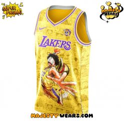 Los Angeles Lakers x One Piece Night 2025 Limited Edition Yellow Basketball Jersey 2