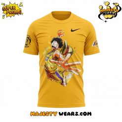 Luffy Are Joining The Lakers For One Piece Night Yellow T-shirt