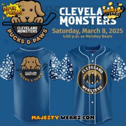 Cleveland Monsters Pucks & Paws 2025 Limited Edition Baseball Jersey