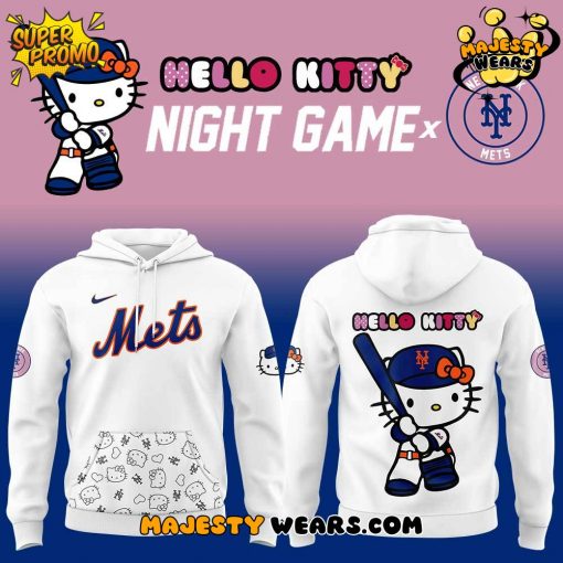 New York Mets x Hello Kitty Night Game 2025 White Hoodie