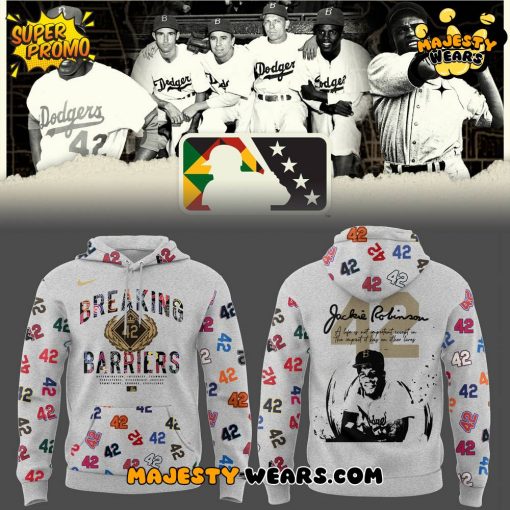 Los Angeles Dodgers Honoring Jackie Robinson 42 Grey Hoodie