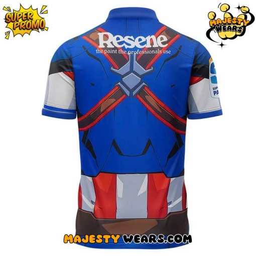 Hurricanes (Rugby Union) x Captain America Polo Shirt