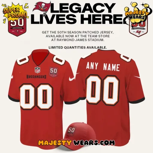 Tampa Bay Buccaneers Celebrate the legacy of 50 Seasons Red Football Jersey