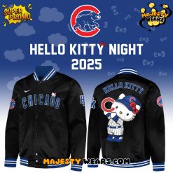 Chicago Cubs x Hello Kitty 2025 Black Baseball Jacket