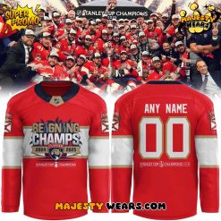 Florida Panthers 2025 Stanley Cup Champions Custom Red Hockey Jersey