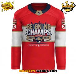 Florida Panthers 2025 Stanley Cup Champions Custom Red Hockey Jersey