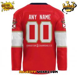 Florida Panthers 2025 Stanley Cup Champions Custom Red Hockey Jersey