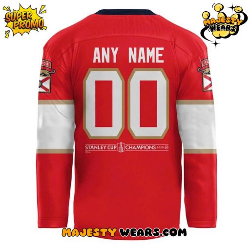 Florida Panthers 2025 Stanley Cup Champions Custom Red Hockey Jersey