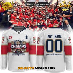 Florida Panthers 2025 Stanley Cup Champions Custom White Hockey Jersey