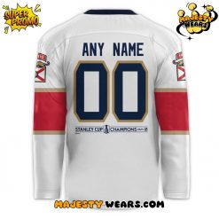 Florida Panthers 2025 Stanley Cup Champions Custom White Hockey Jersey