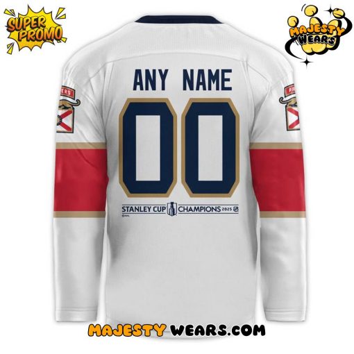 Florida Panthers 2025 Stanley Cup Champions Custom White Hockey Jersey