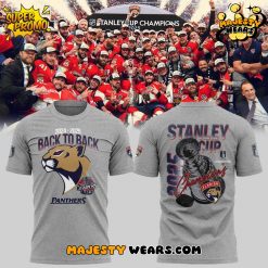 Florida Panthers Back To Back 2025 Stanley Cup Champions Grey Tee