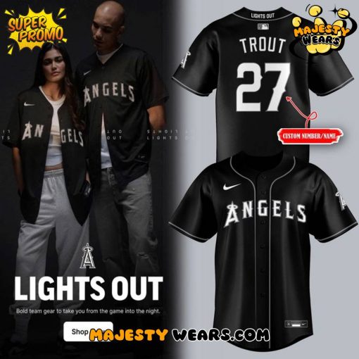 Los Angeles Angels Black Lights Out Custom Jersey