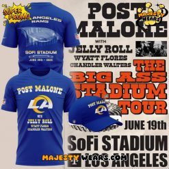 Los Angeles Rams x Post Malone The Big Ass Stadium Tour 2025 Special Blue Shirt