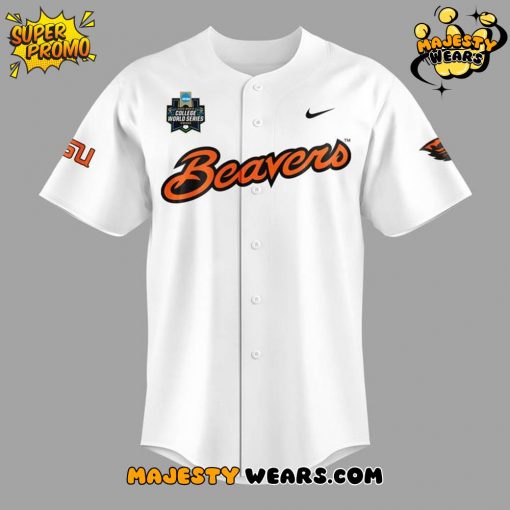Oregon State Beavers Mens College World Series 2025 White Jersey