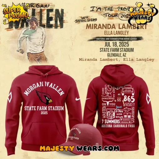 Arizona Cardinals x Morgan Wallen Im The Problem Tour 2025 Special Hoodie