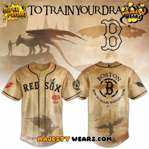 Boston Red Sox x How To Train Your Dragon Night Fury Baseball Jersey
