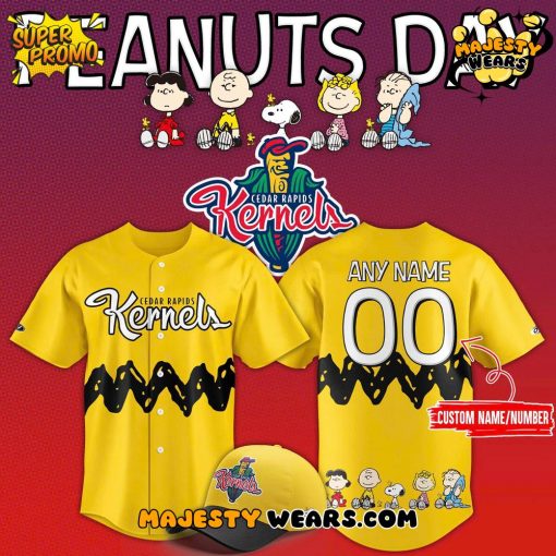 Cedar Rapids Kernels x Peanuts Day Limited Edition Baseball Jersey
