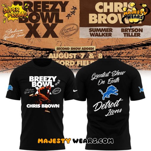 Detroit Lions x Chris Brown Breezy Bowl XX 2025 Tee