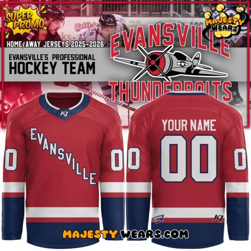 Evansville Thunderbolts New Season 2025-2026 Hockey Jersey