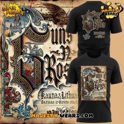 Guns N’ Roses Kaunas Lithuania 2025 Tour Shirt – Medieval Rock Art Tee