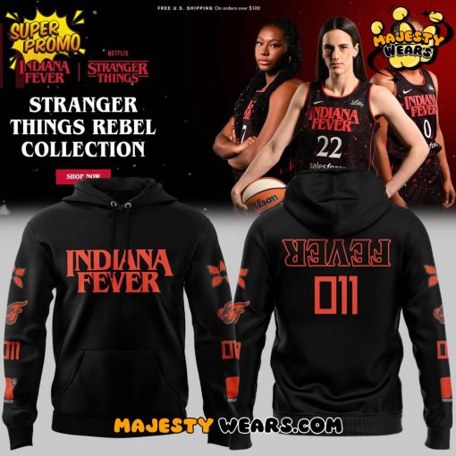 Indiana Fever Stranger Things Rebel Swingman Black Hoodie