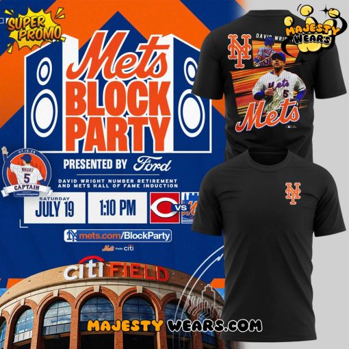New York Mets Block Party David Wright 2025 T-Shirt