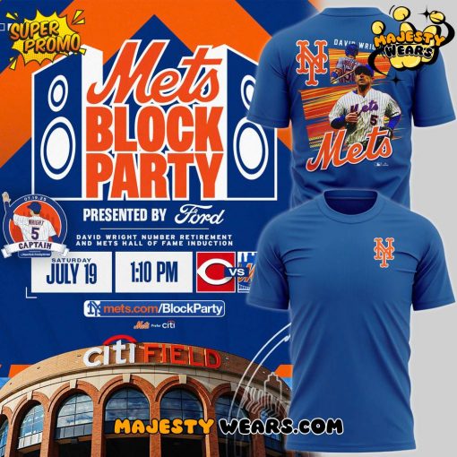 New York Mets Block Party David Wright 2025 T-Shirt