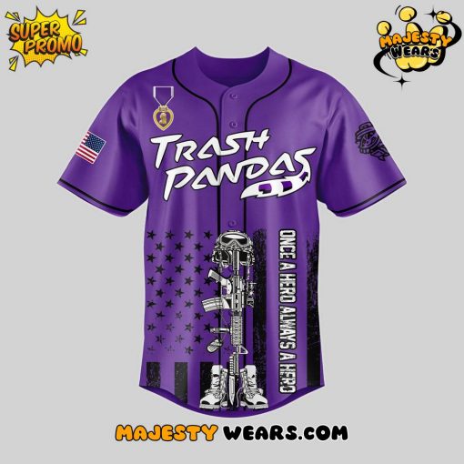 Rocket City Trash Pandas x Purple Heart Day Baseball Jersey