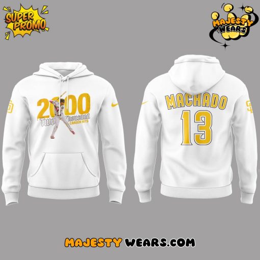 San Diego Padres Machado 2000 Career Hits White Hoodie