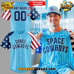 Sugar Land Space Cowboys 4th of July Patriotic Custom Baseball Jersey