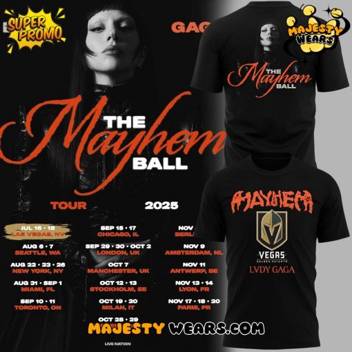 Vegas Golden Knights x Lady Gaga The Mayhem Ball Tour 2025 Special Tee