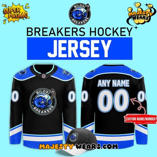 Biloxi Breakers Special New 2025 Black Custom Hockey Jersey