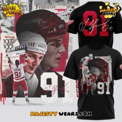 Detroit Red Wings x Sergei Fedorov Signature Black Shirt