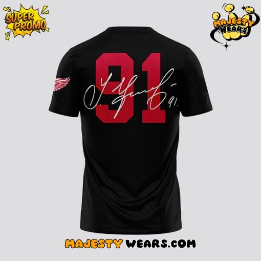 Detroit Red Wings x Sergei Fedorov Signature Black Shirt