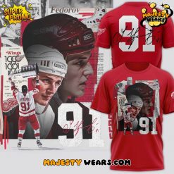 Detroit Red Wings x Sergei Fedorov Signature Red Shirt