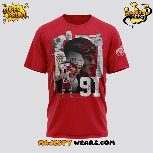 Detroit Red Wings x Sergei Fedorov Signature Red Shirt
