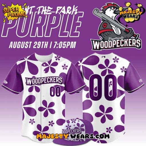 Fayetteville Woodpecker “Purple” Paint the Park Custom Baseball Jersey