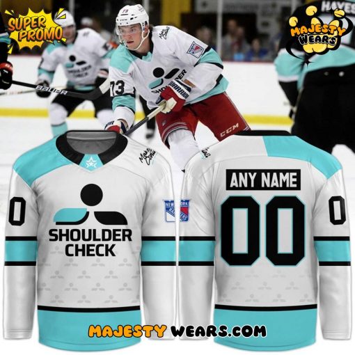 New York Rangers “Shoulder Check” White Hockey Jersey