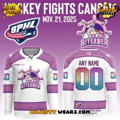 Peoria Rivermen x Hockey Fights Cancer Night 2025 Custom Hockey Jersey