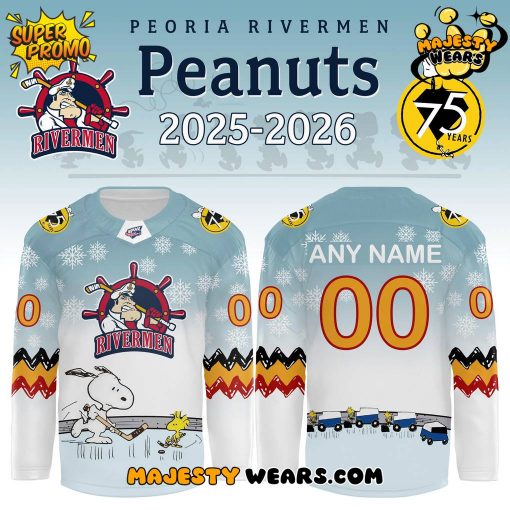 Peoria Rivermen x Peanuts Night 2025 Limited Edition Hockey Jersey