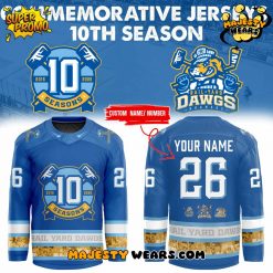 Roanoke Rail Yard Dawgs Special 10th Season Blue Hockey Jersey