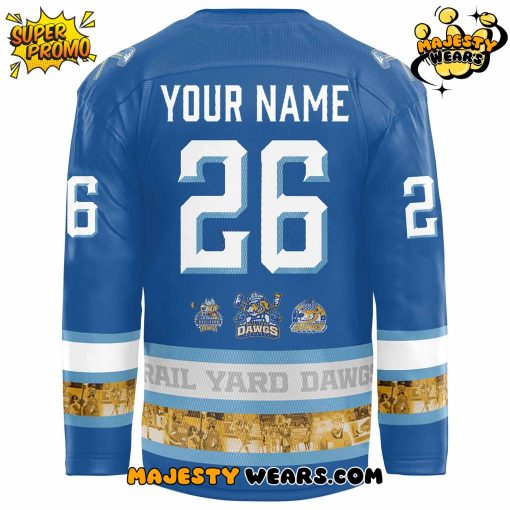 Roanoke Rail Yard Dawgs Special 10th Season Blue Hockey Jersey