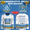 Roanoke Rail Yard Dawgs Special 10th Season Blue Hockey Jersey