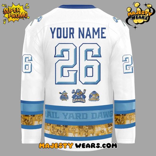 Roanoke Rail Yard Dawgs Special 10th Season White Hockey Jersey