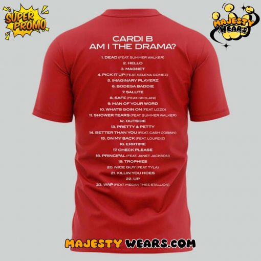 Cardi B New Album “Am I the Drama?” Red T-Shirt