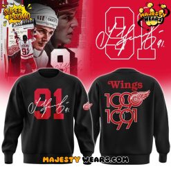 Detroit Red Wings 91 Sergei Fedorov Black Sweatshirt