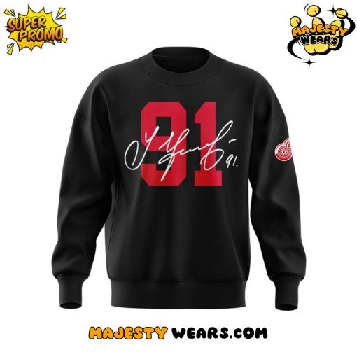 Detroit Red Wings 91 Sergei Fedorov Black Sweatshirt